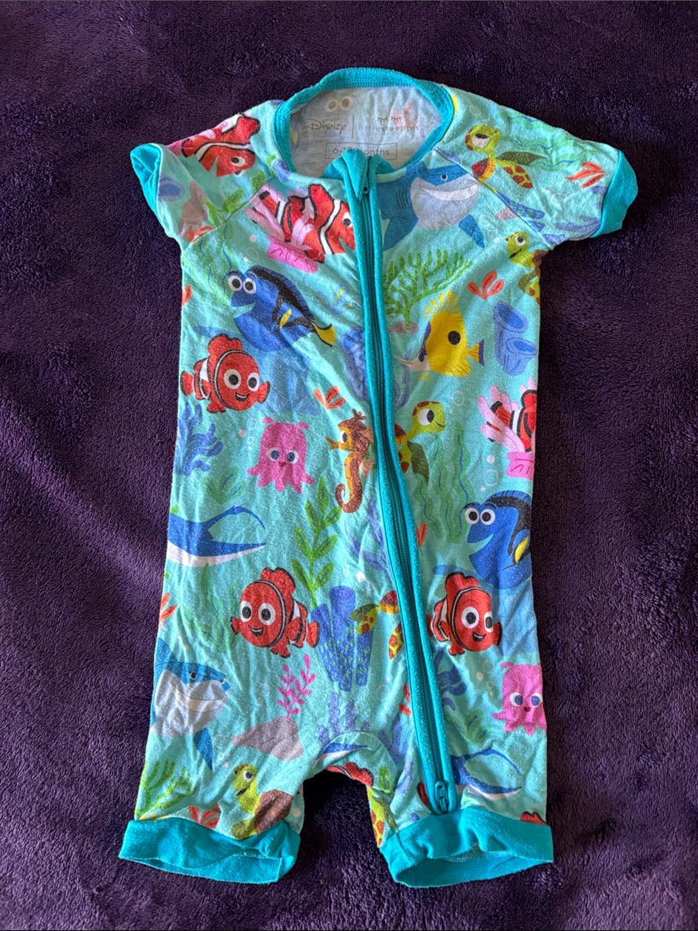 Little Sleepies Finding Nemo Nemo’s Reef Blue Short Sleeve One-Piece Romper